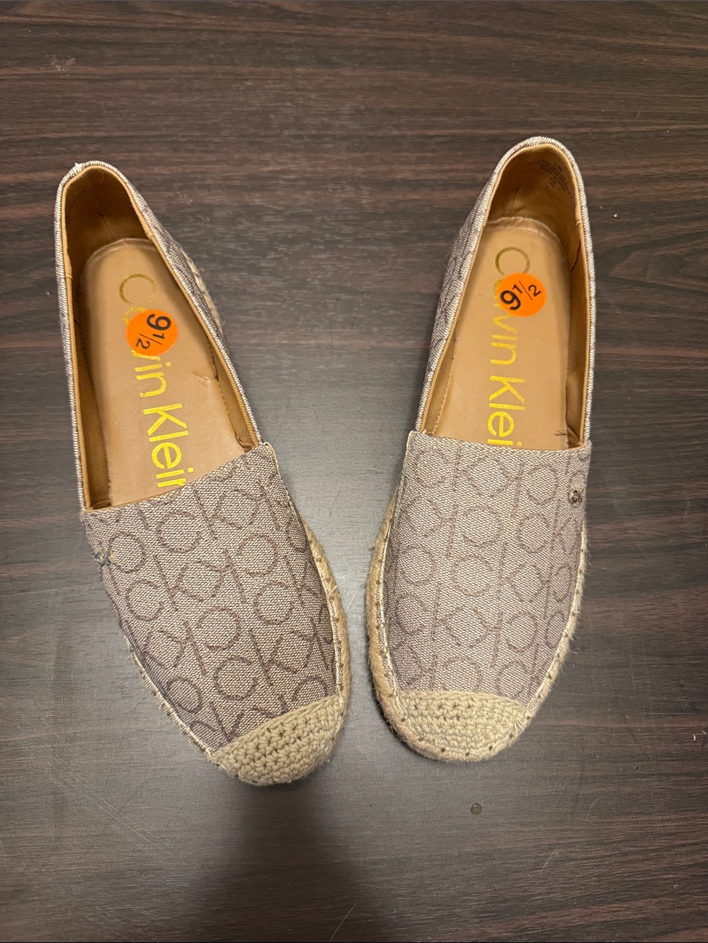 Women’s Calvin Klein monogram espadrille slip-ons size 9.5